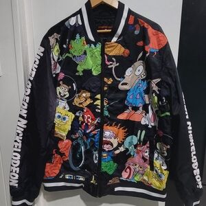 Members Only Nickelodean Black Cartoon Print Bomber Jacket Xxl